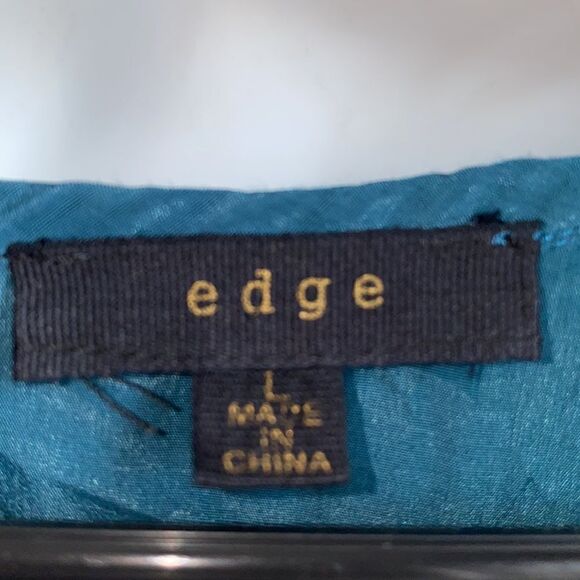 EDGE Turquoise, Cream and Orange Leopard Print Blouse-L - Picture 5 of 7